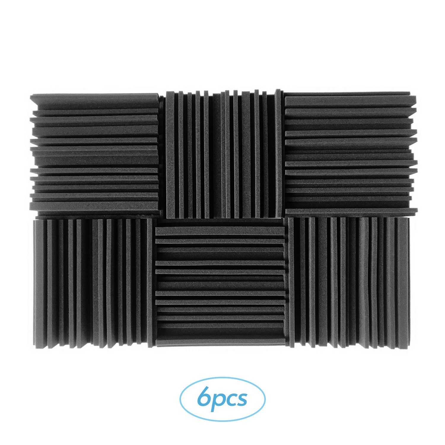 6pcs 10*10*2inch High Density Studio Acoustic Foams Panels Sound Insulation Foam Fire Retardant for Studio KTV Broadcast Family Theater