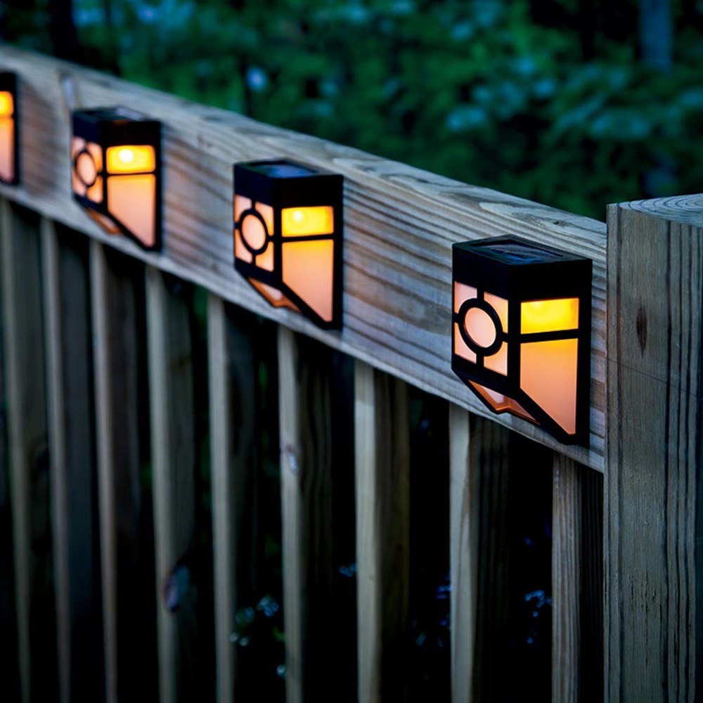 Wall Mount Fence Lights Solar Powered 2 LED Light Sensor Waterproof Outdoor Garden Path Yard Deck Patio Spot Lamp Landscape Lighting Pack of 1 - Warm White