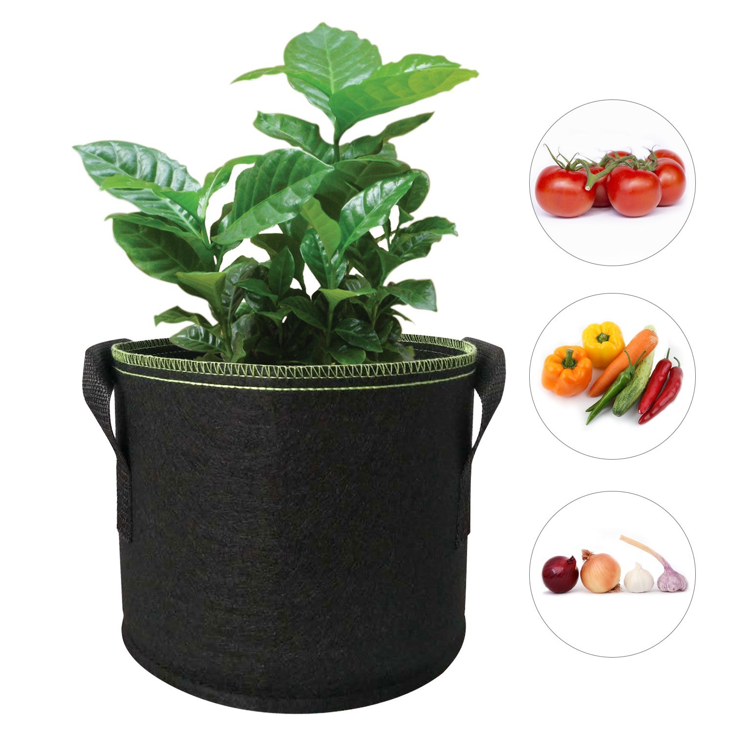 15 Gallon Planter Grow Bag with Handle Thickened Planter Bag Round Shape Container Nonwoven Fabric Garden Plant Pots for Vegetables Flowers Herbs Fruit Planting