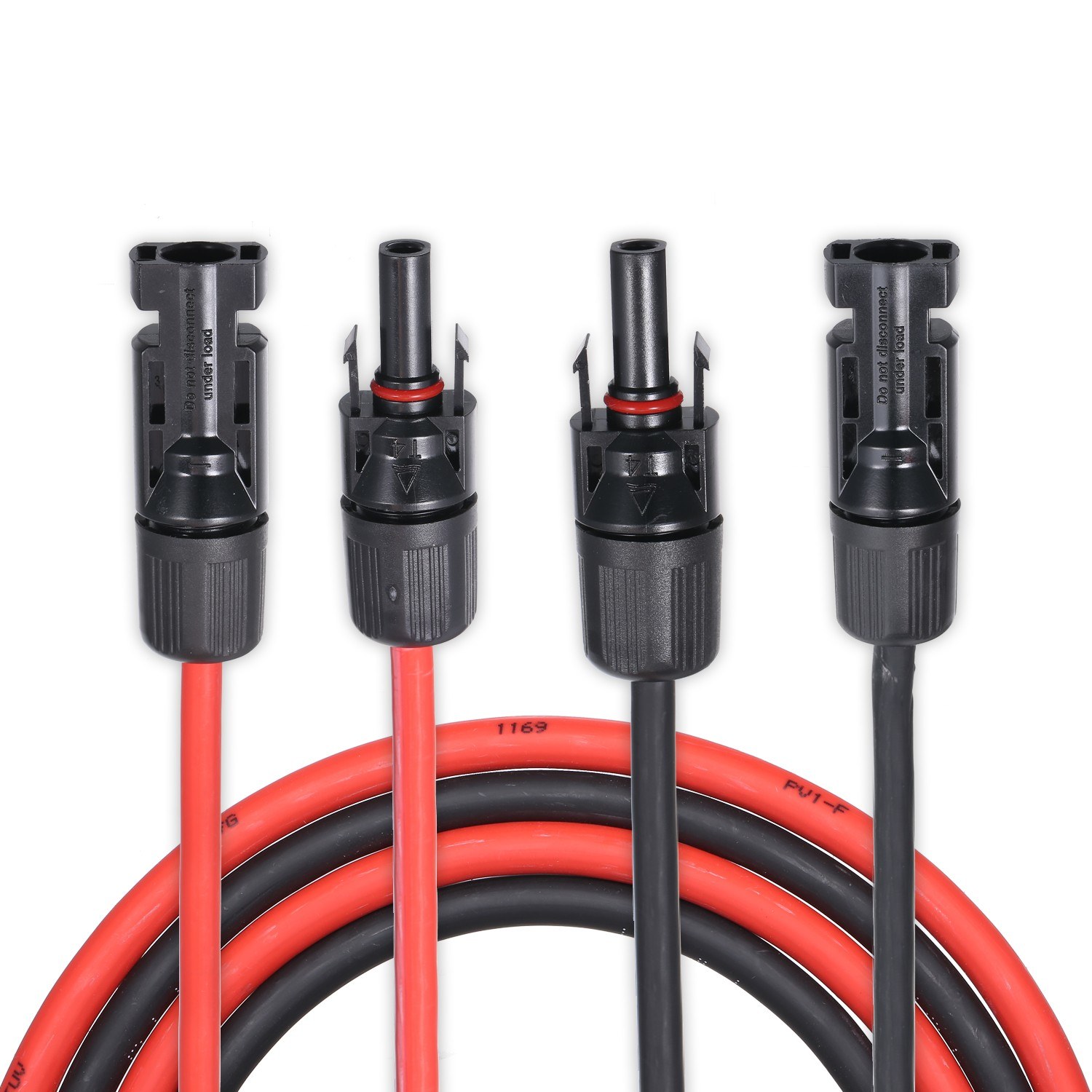 1 Pair 25/40/50/60/100 Feet Black + Red 10AWG Solar Panel Extension Cable Wire with Waterproof MC4 Female and Male Connector Solar Panel Adaptor Kit Tool