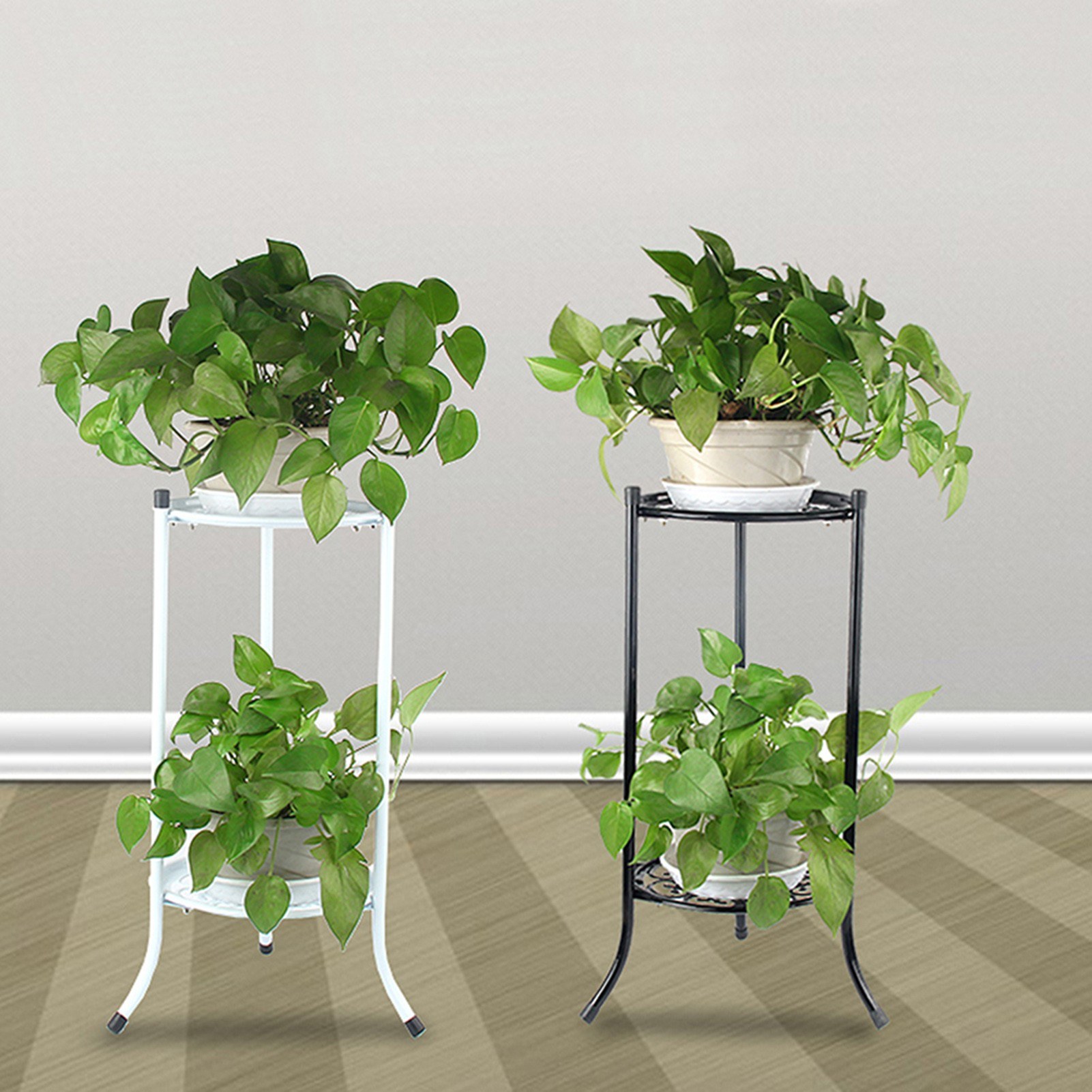 2 Holder Metal Plant Pot Stand Flower Display Shelf Garden Patio Home Outdoor