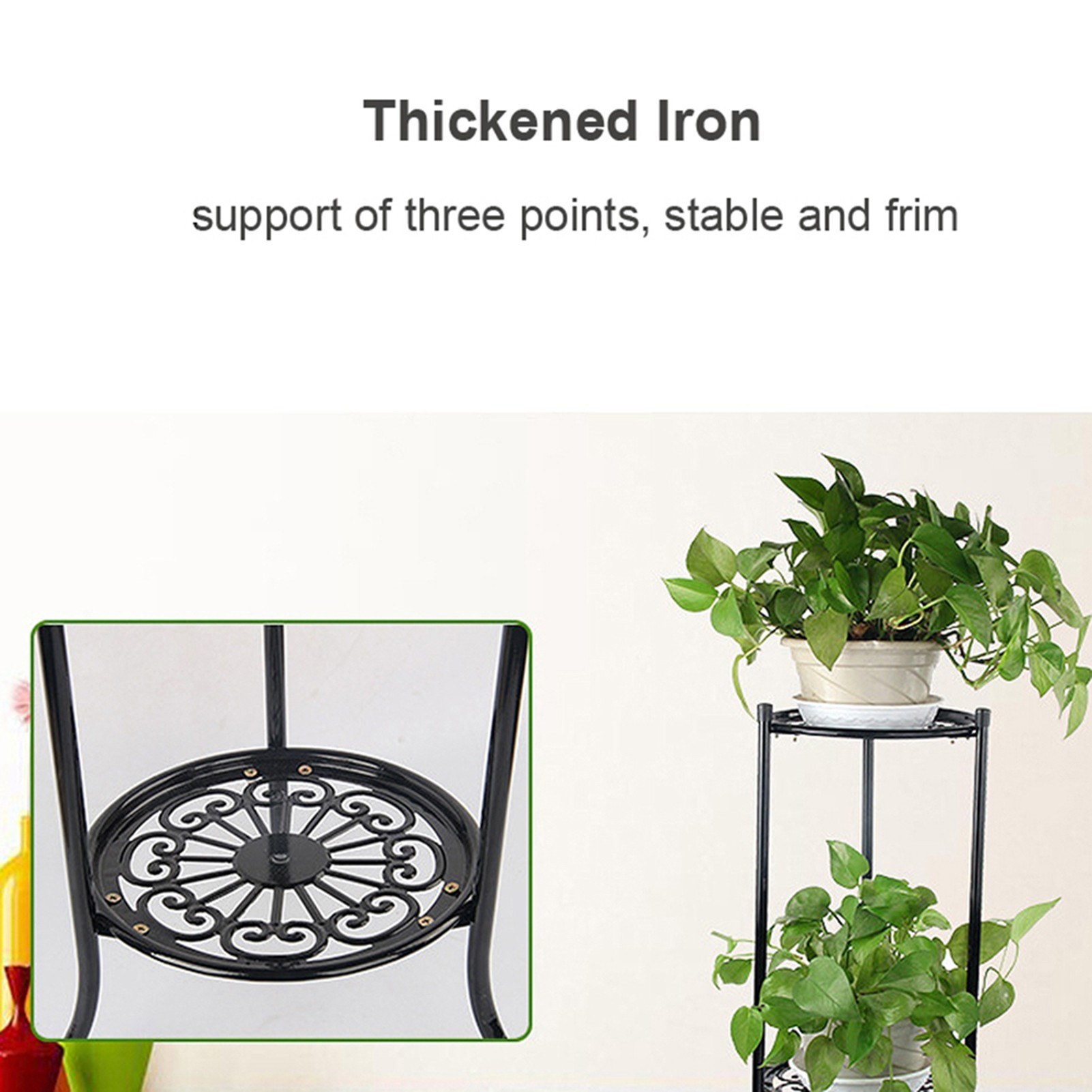 2 Holder Metal Plant Pot Stand Flower Display Shelf Garden Patio Home Outdoor