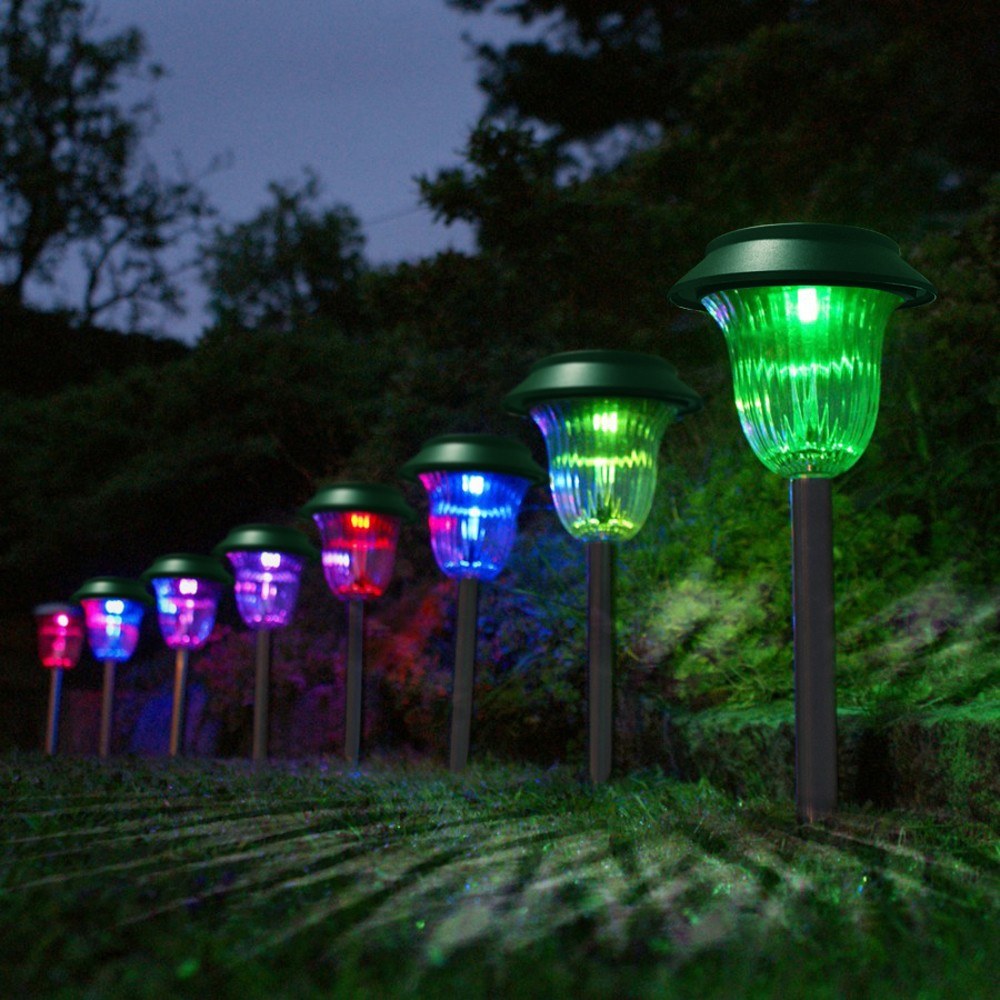 10 Pack Solar Garden Lights Outdoor Color Changing LED Pathway Lamp Garden Decoration Landscape Lighting for Patio, Lawn, Yard Walkway