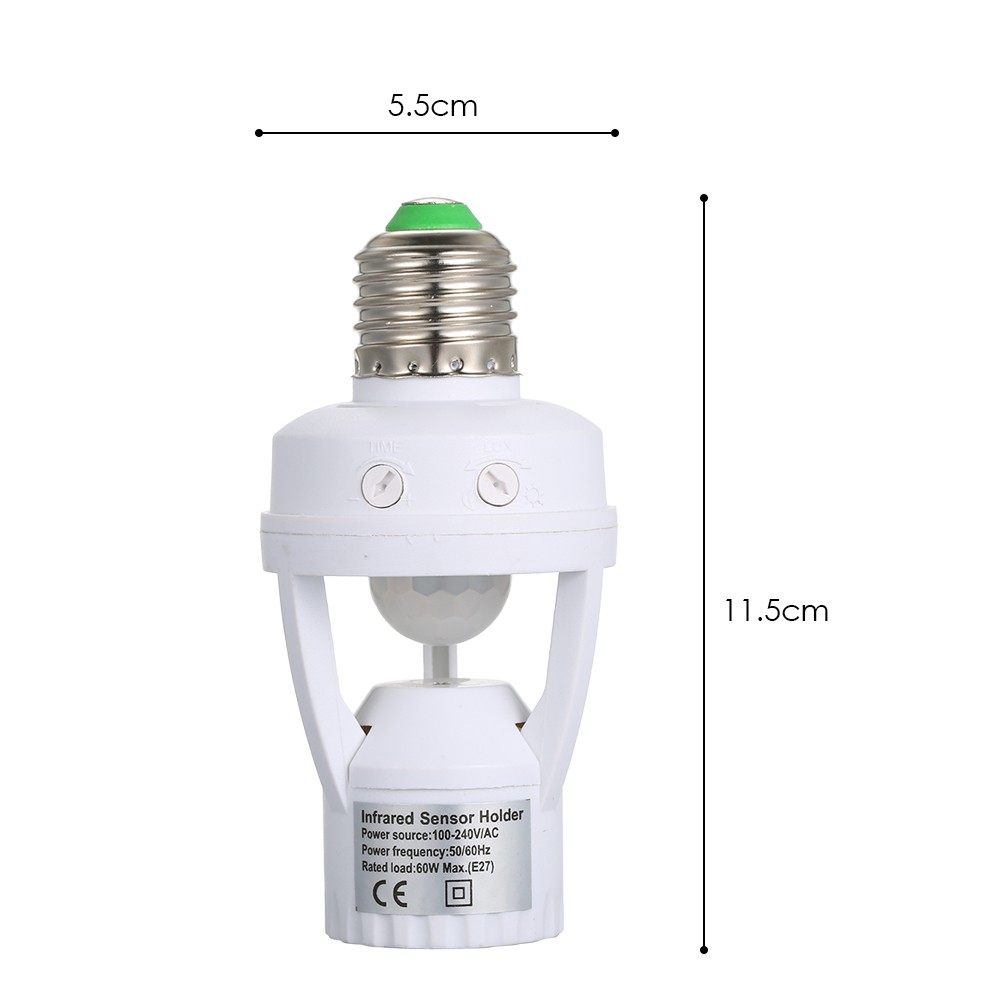 Sensitive PIR Motion Sensor E27 LED Bulb Base Socket Infrafed Automatic  Light Lamp Holder Switch for Walk-in Closet Laundry Room Garage Bathroom Aisle Stair