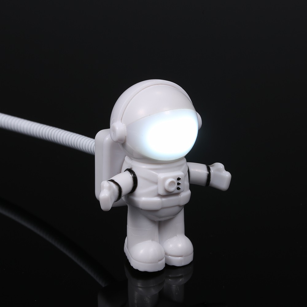 Spaceman Astronaut Shape LED Mini Night Light  Keyboard Lamp USB Charging Port Design Flexible Bendable Hose Portable for Student Office Worker Computer