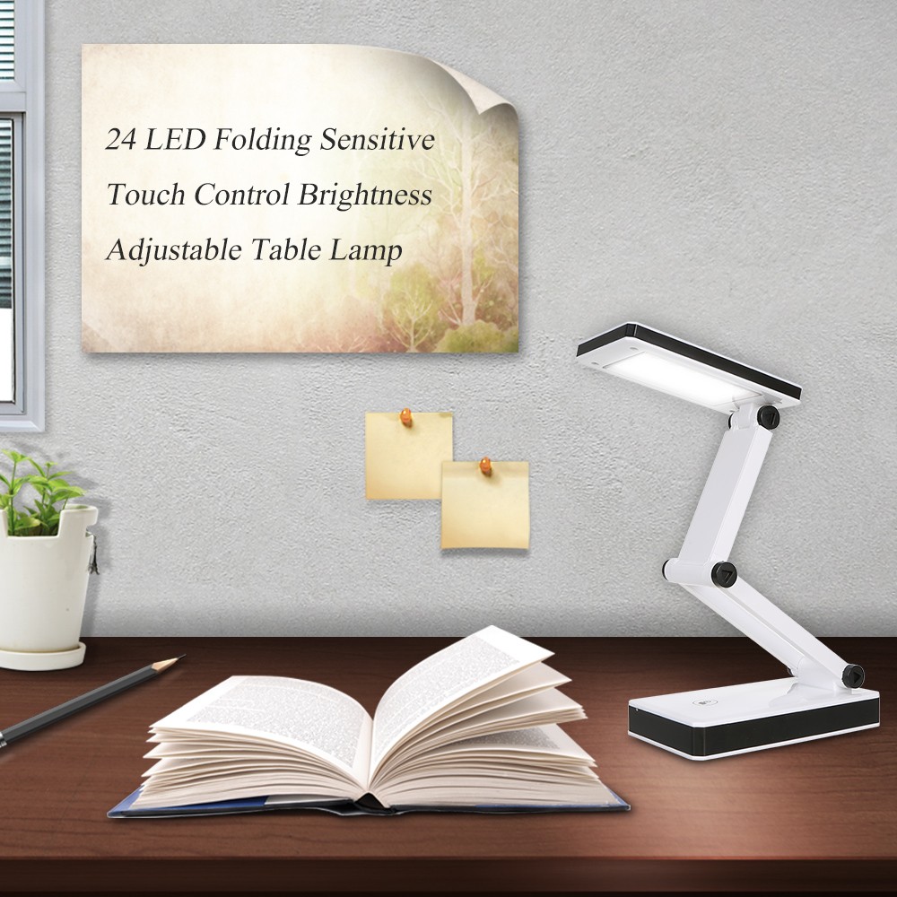 Portable Folding 24 LED Table Lamp Desk Light Sensitive Touch Control 3 Levels