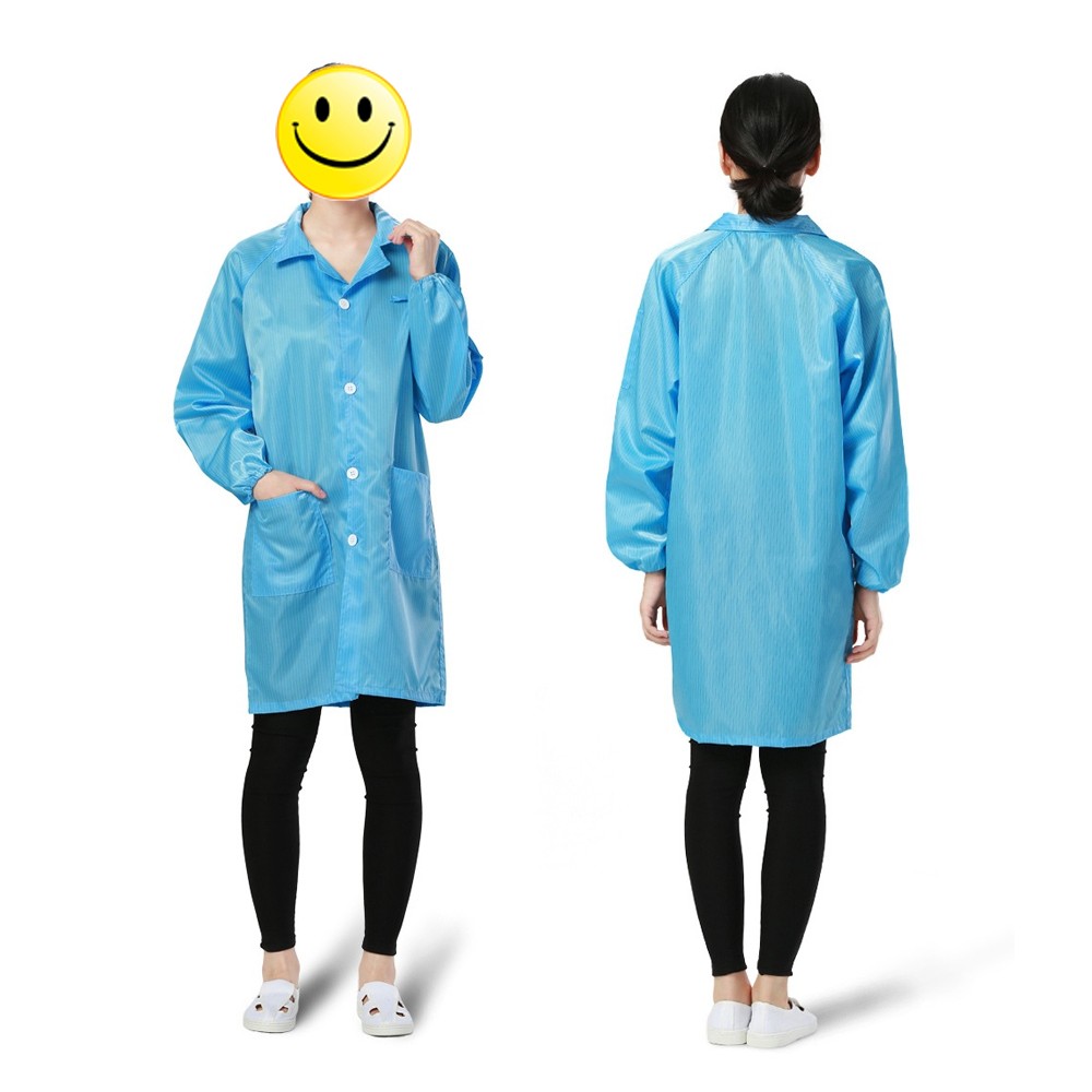 Work Clothes Antistatic Clean Anti-Static Clothes Dust-proof Labour Protection Clothing for Food Shop Medical Paint Spraying Workers(Blue Size:M)