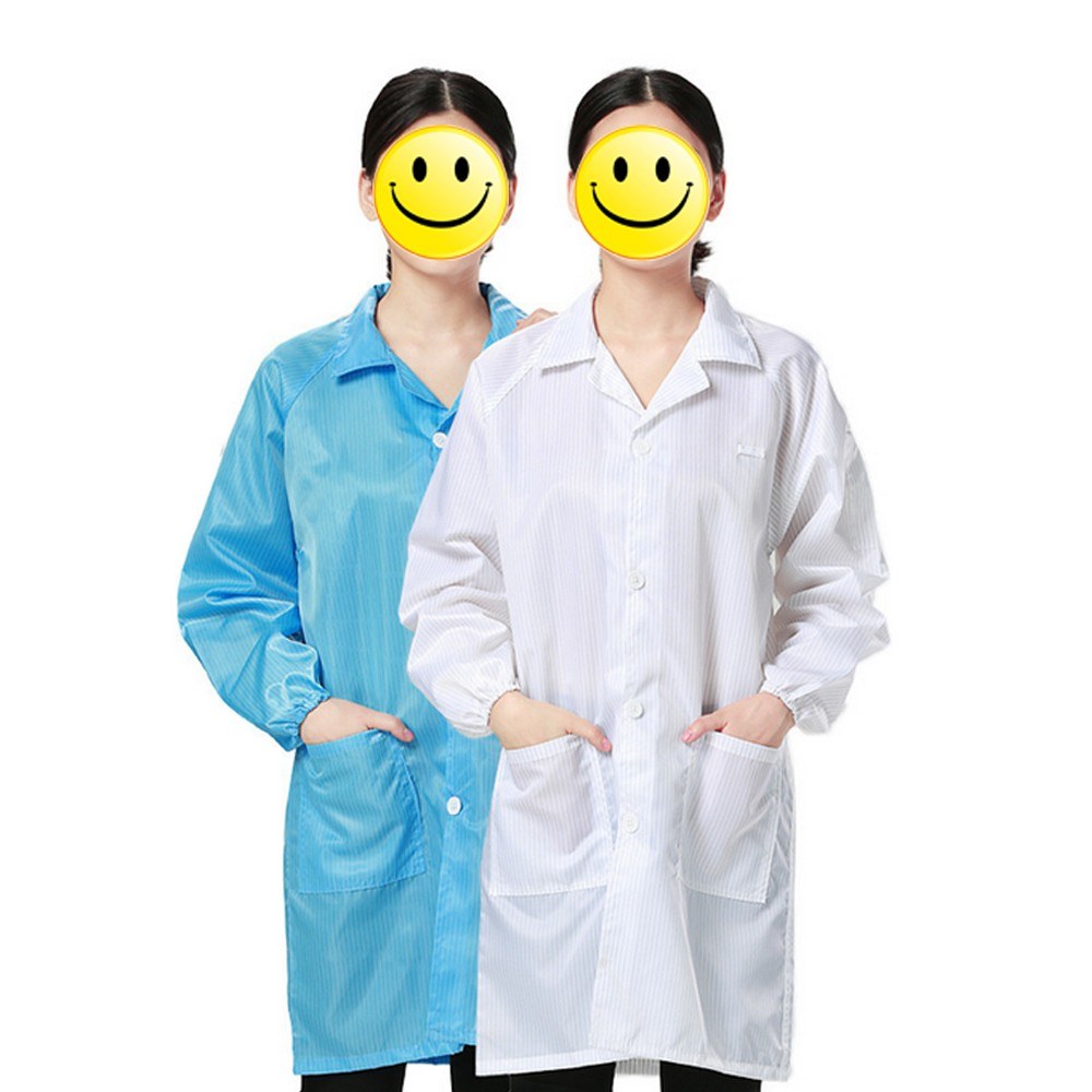 Work Clothes Antistatic Clean Anti-Static Clothes Dust-proof Labour Protection Clothing for Food Shop Medical Paint Spraying Workers(Blue Size:M)