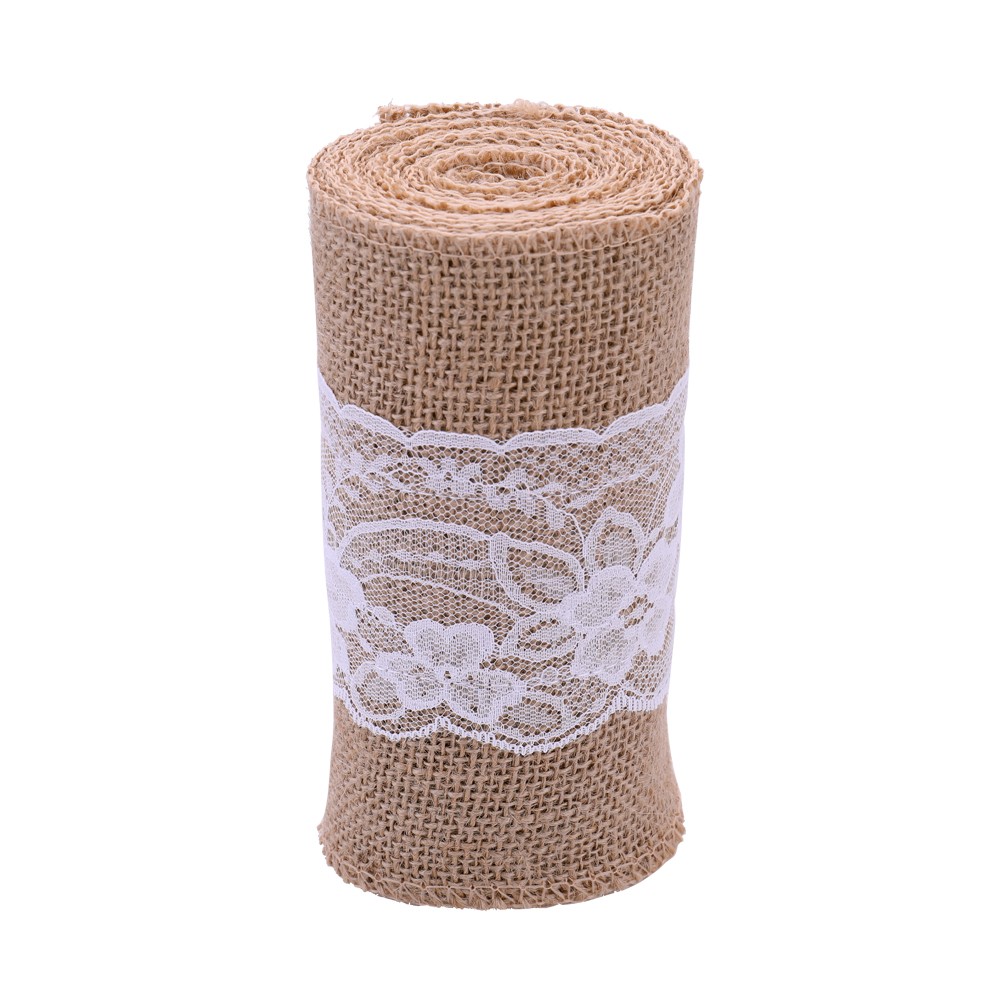 Vintage Jute Burlaps With Lace Roll for Wedding Decoration in Table Runner Party Chair Sashes Home Decoration