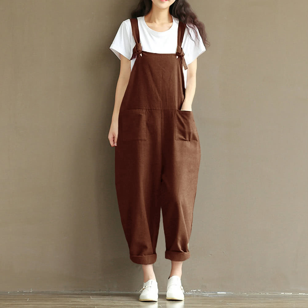 New Women Loose Jumpsuit Overalls Solid Sleeveless