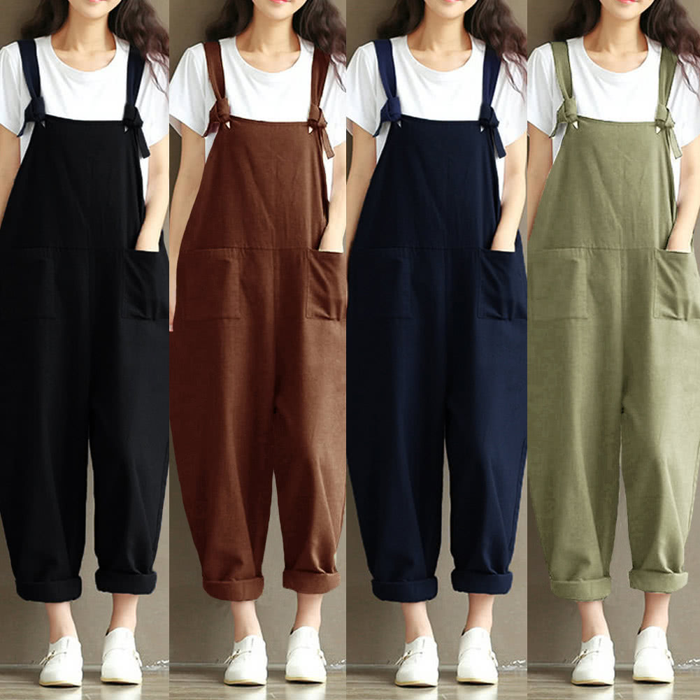 New Women Loose Jumpsuit Overalls Solid Sleeveless