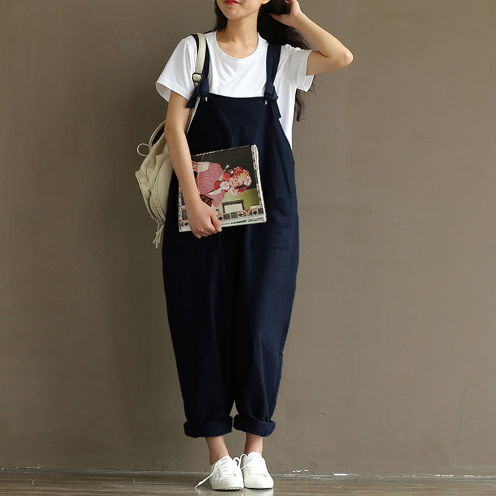 New Women Loose Jumpsuit Overalls Solid Sleeveless