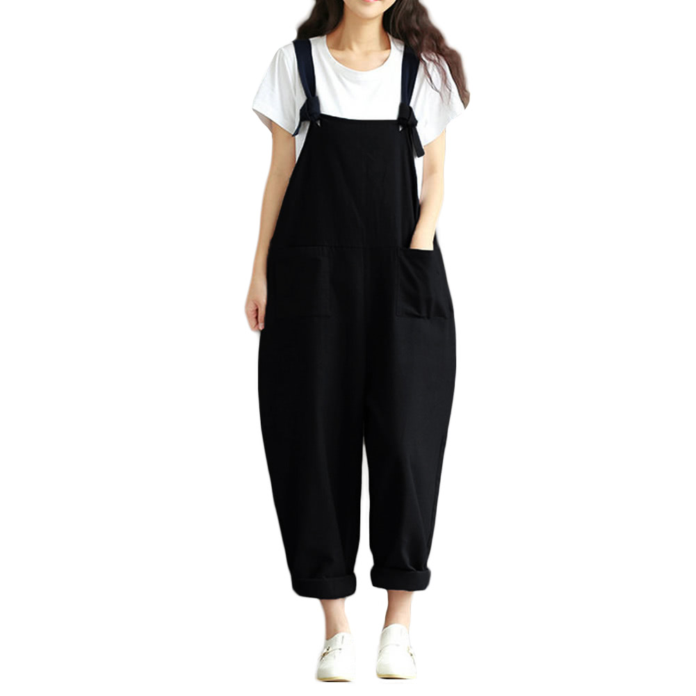 New Women Loose Jumpsuit Overalls Solid Sleeveless