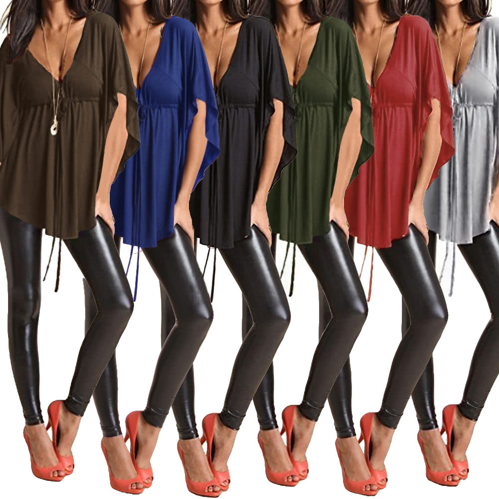 New Fashion Women Blouse Sexy V Neck Batwing