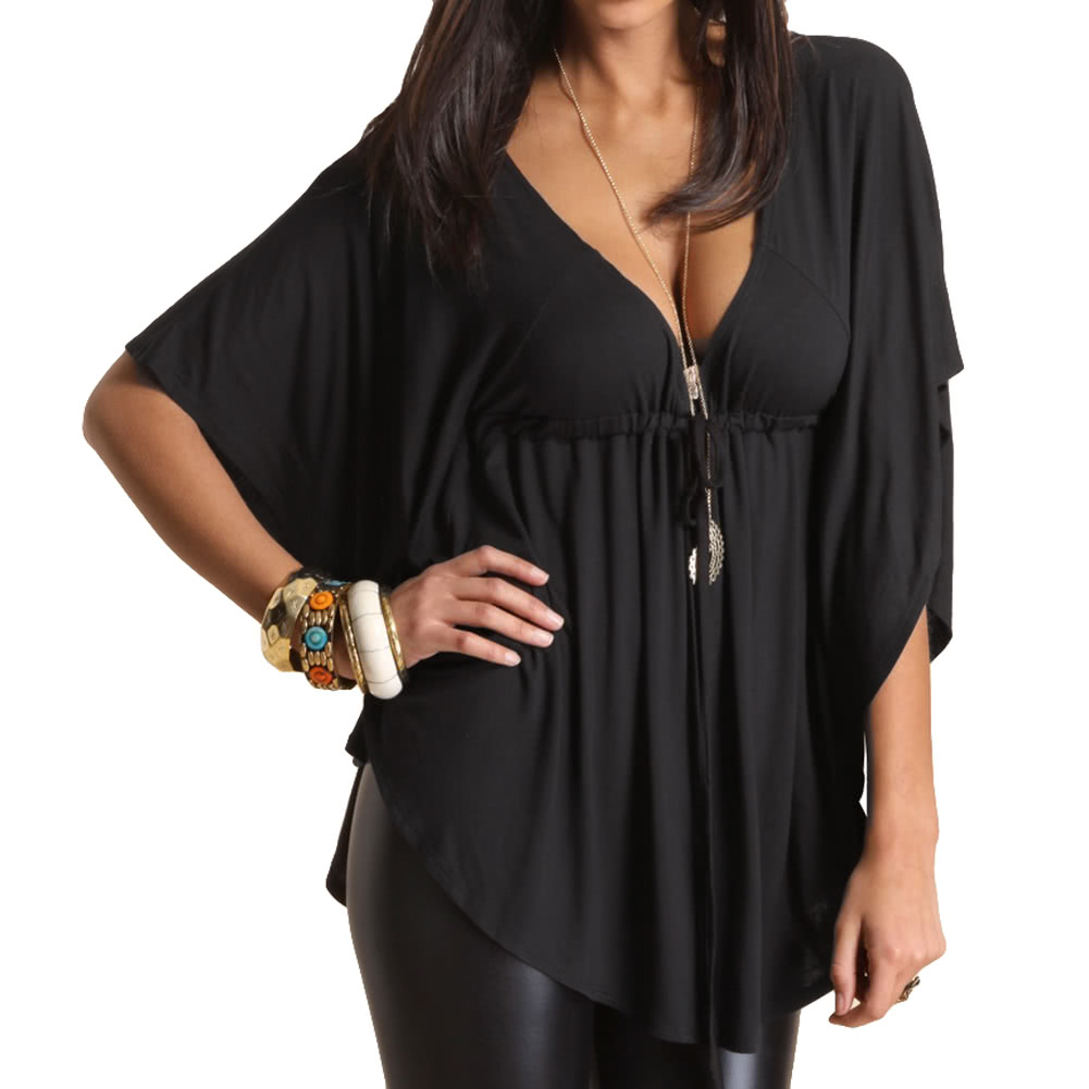 New Fashion Women Blouse Sexy V Neck Batwing