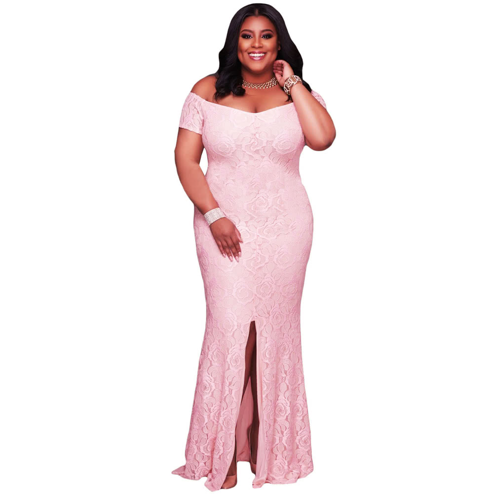 Fashion Women Plus Size Maxi Off Shoulder Lace