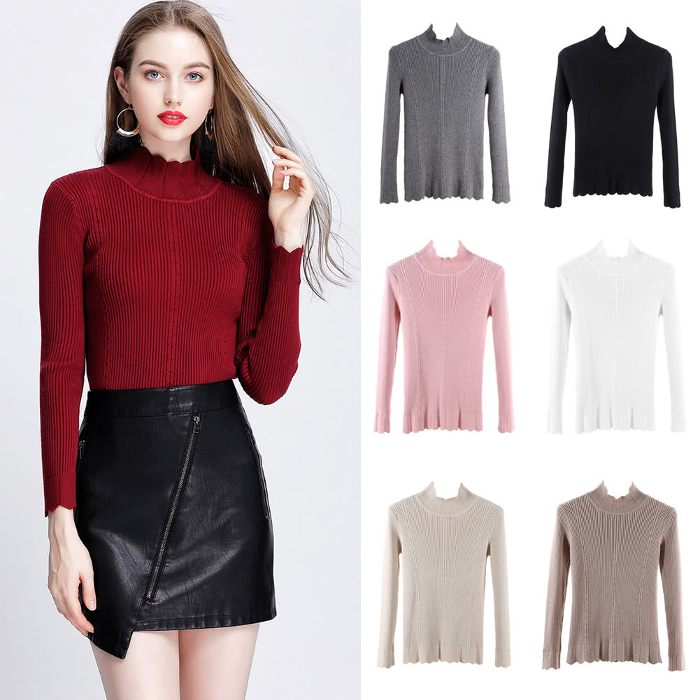 New Women Knit Sweater Pullover Jumper Turtleneck