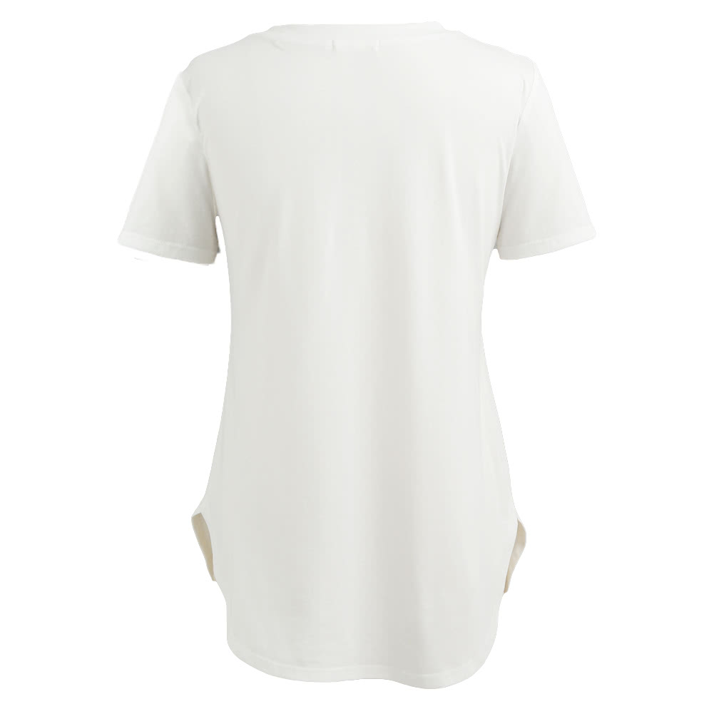 New Fashion Women T-shirt Solid Color V Neck Short