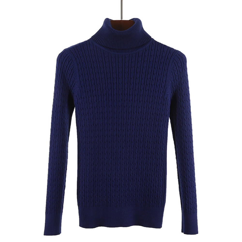 New Women Twist Knitted Sweater Solid Turtleneck