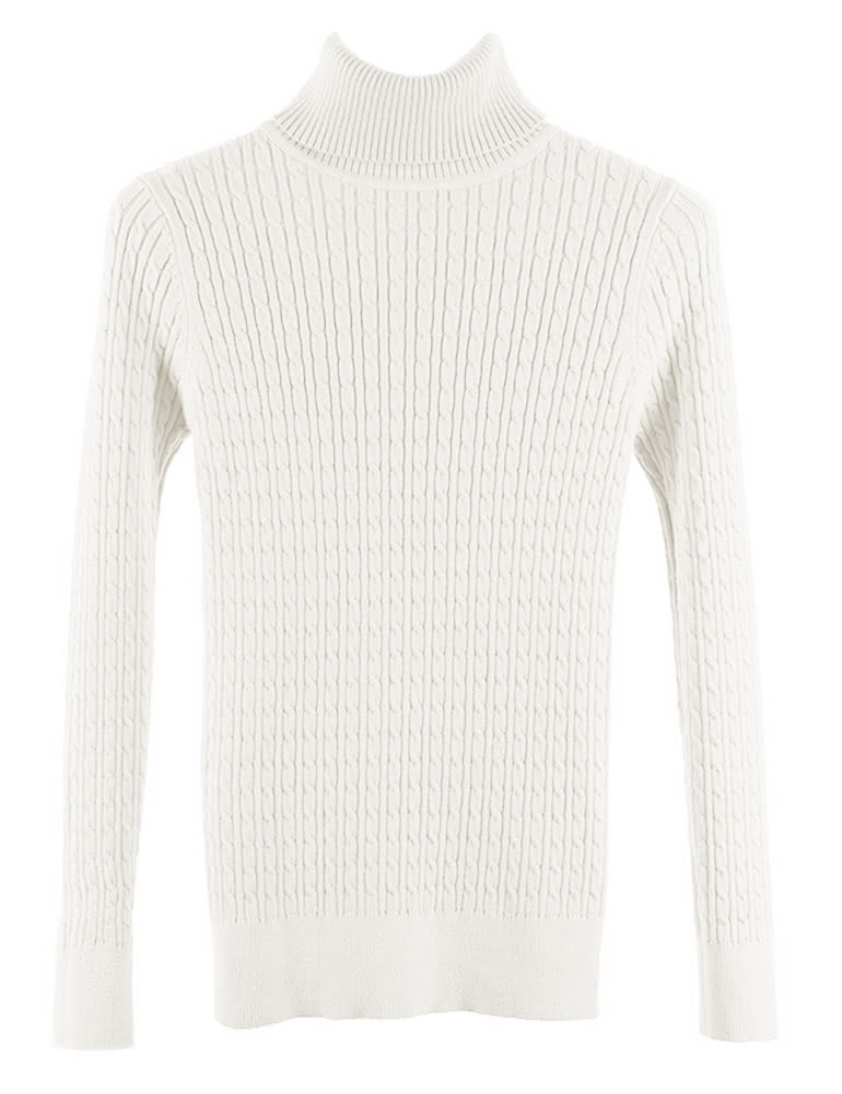 New Women Twist Knitted Sweater Solid Turtleneck