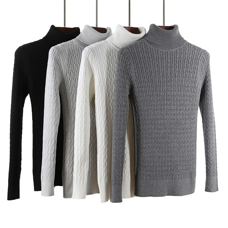 New Women Twist Knitted Sweater Solid Turtleneck