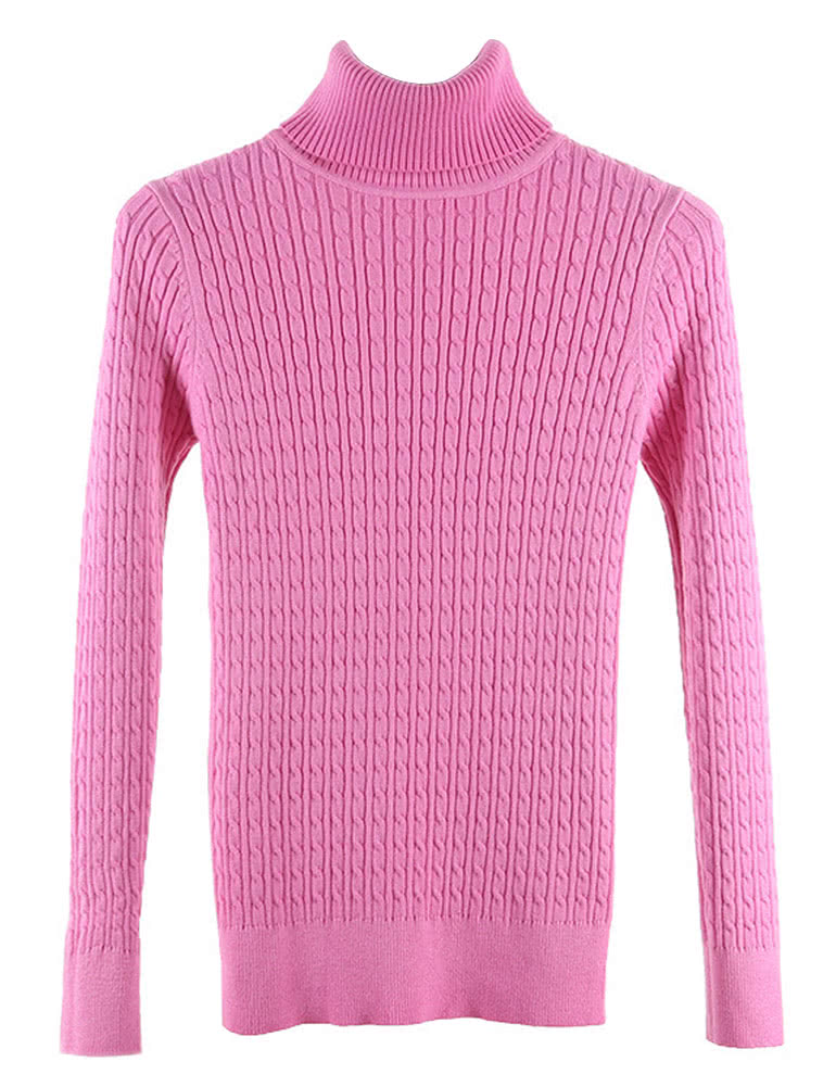 New Women Twist Knitted Sweater Solid Turtleneck