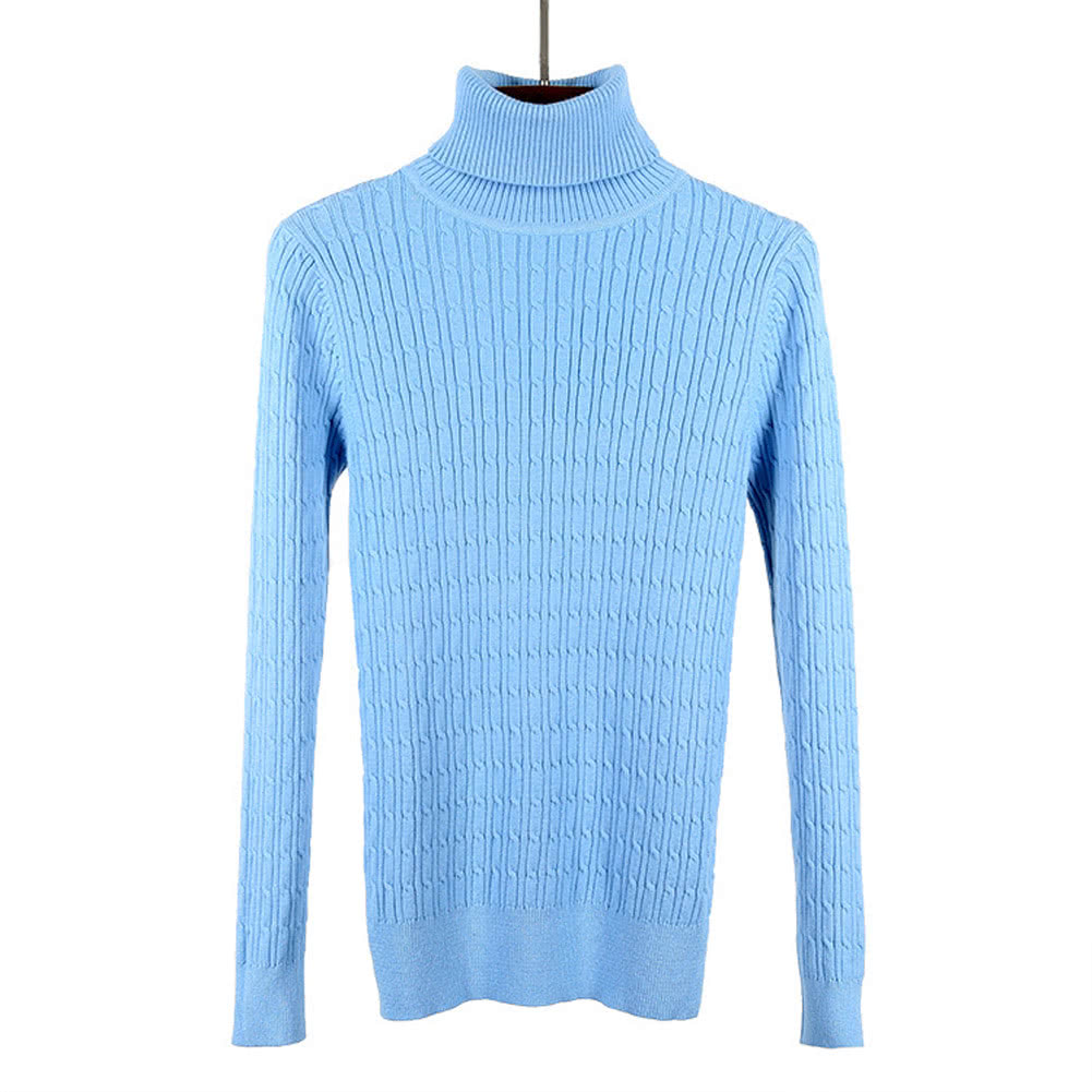 New Women Twist Knitted Sweater Solid Turtleneck