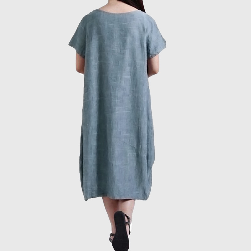 Fashion Women Casual Loose Dress Solid Color Short