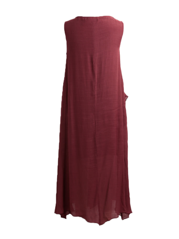 Women Summer Dress Sleeveless O Neck Long Maxi