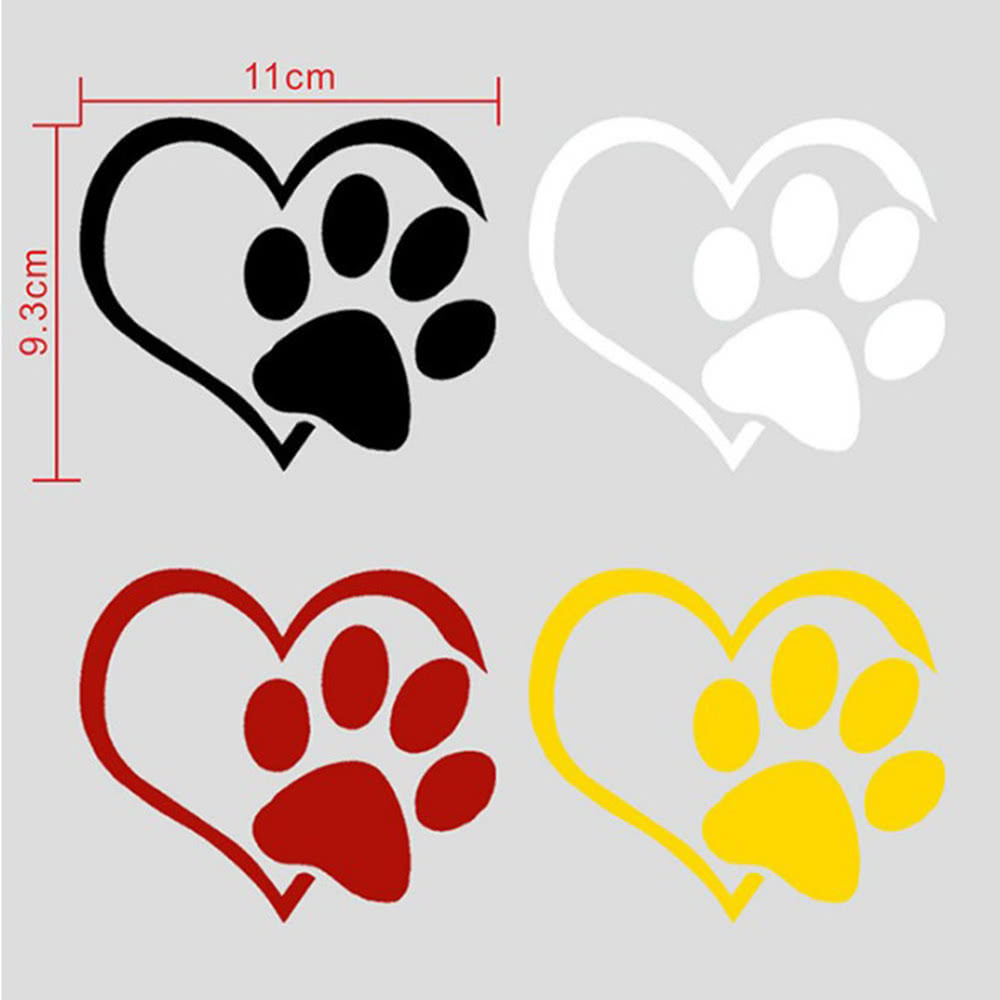 11*9.3CM Dog Heart Shape Pattern Paws Car Sticker