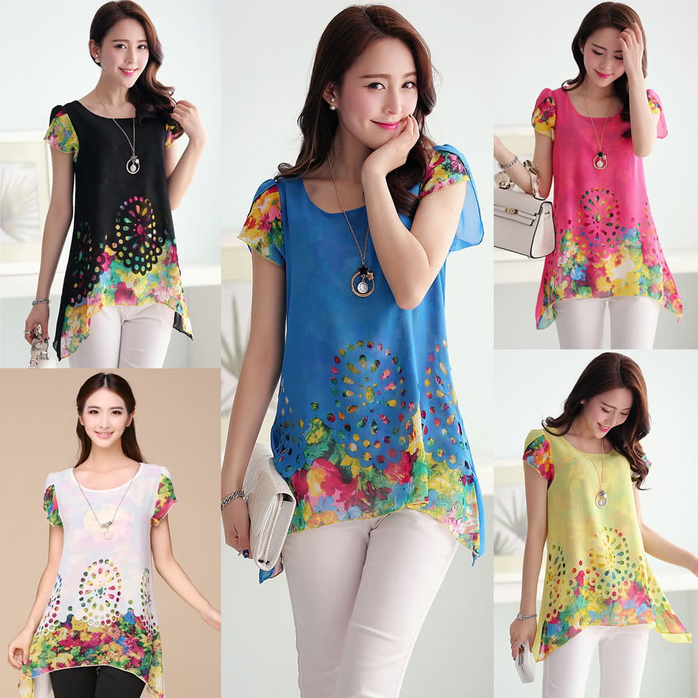 New Fashion Women Chiffon Blouse Floral Print