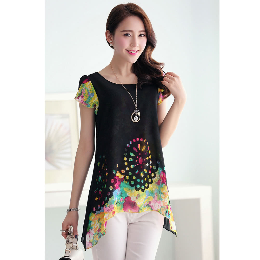 New Fashion Women Chiffon Blouse Floral Print