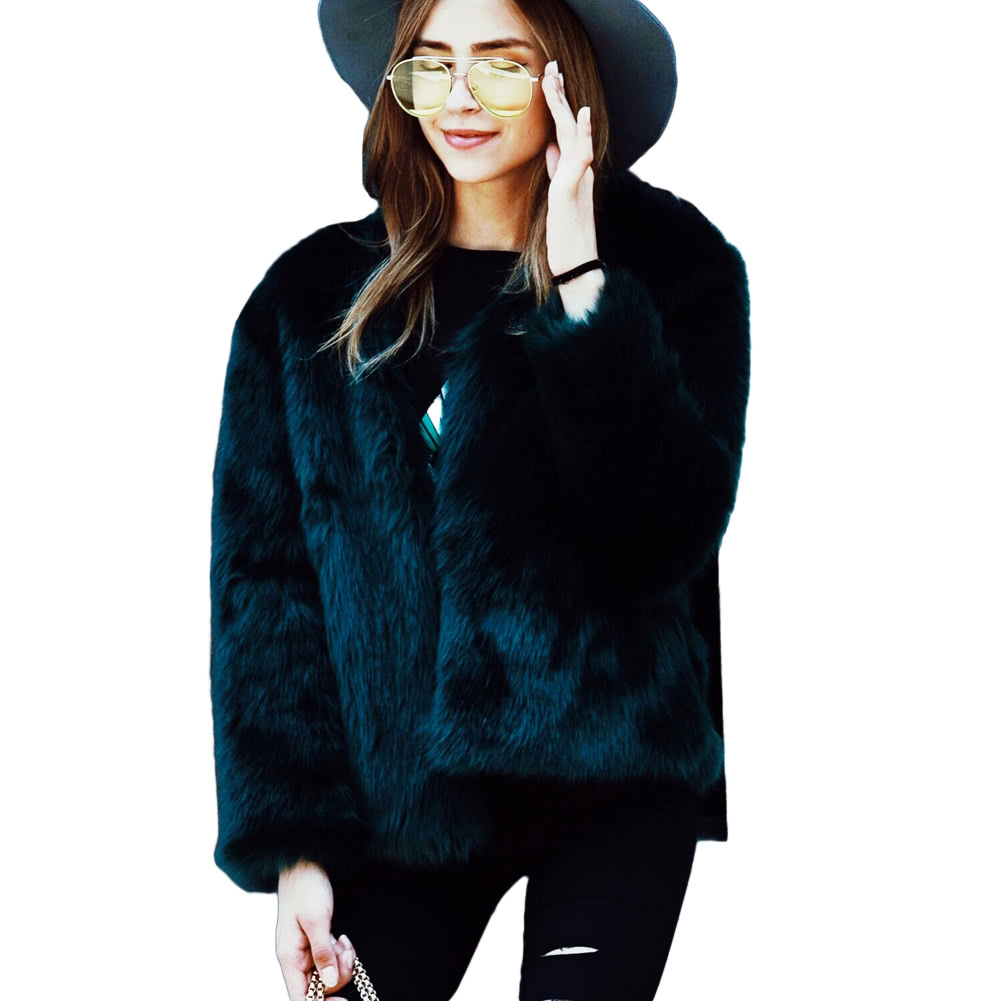 Women Winter Fur Coat Long Sleeve Faux Fur