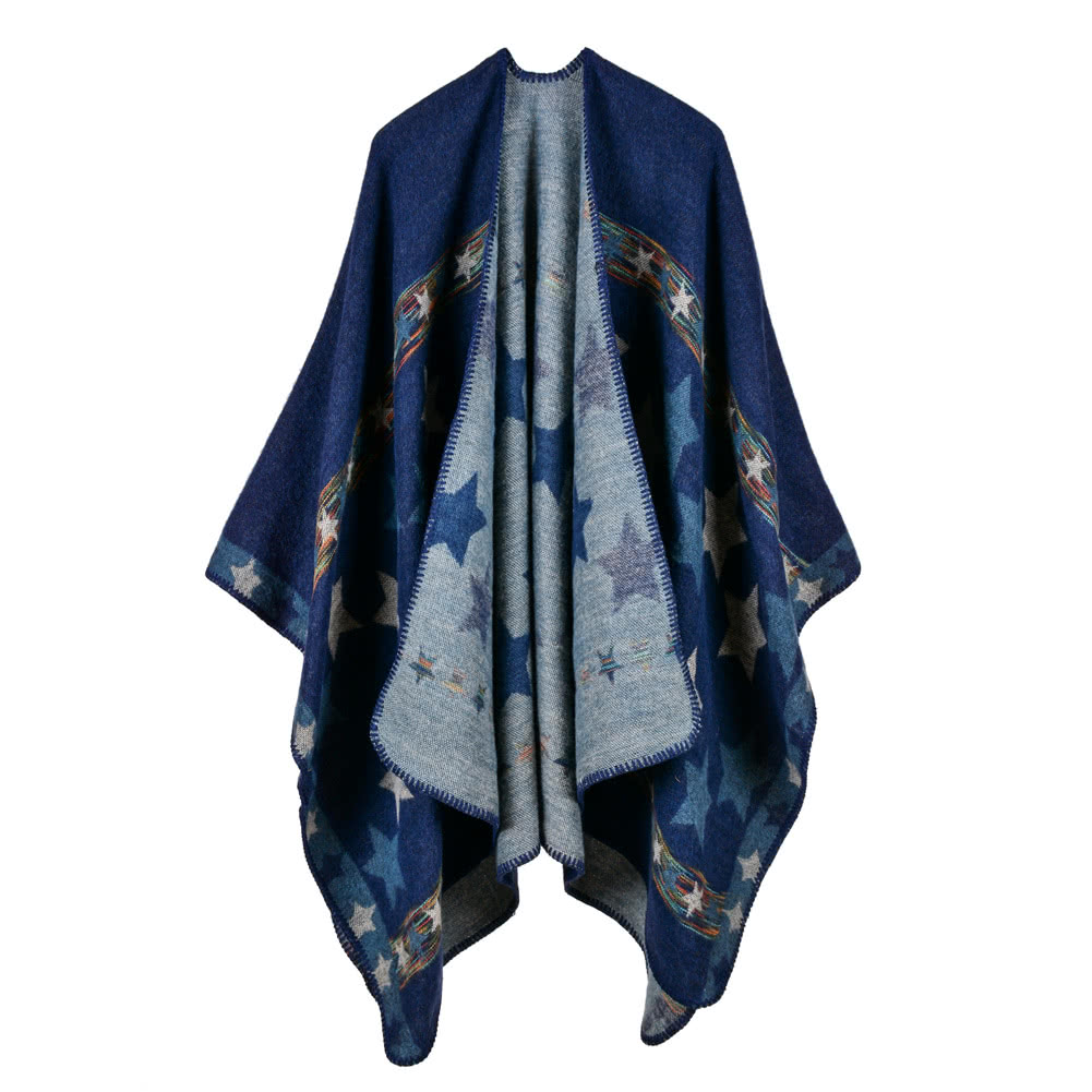 New Women Knitted Poncho Cape Star Oversized