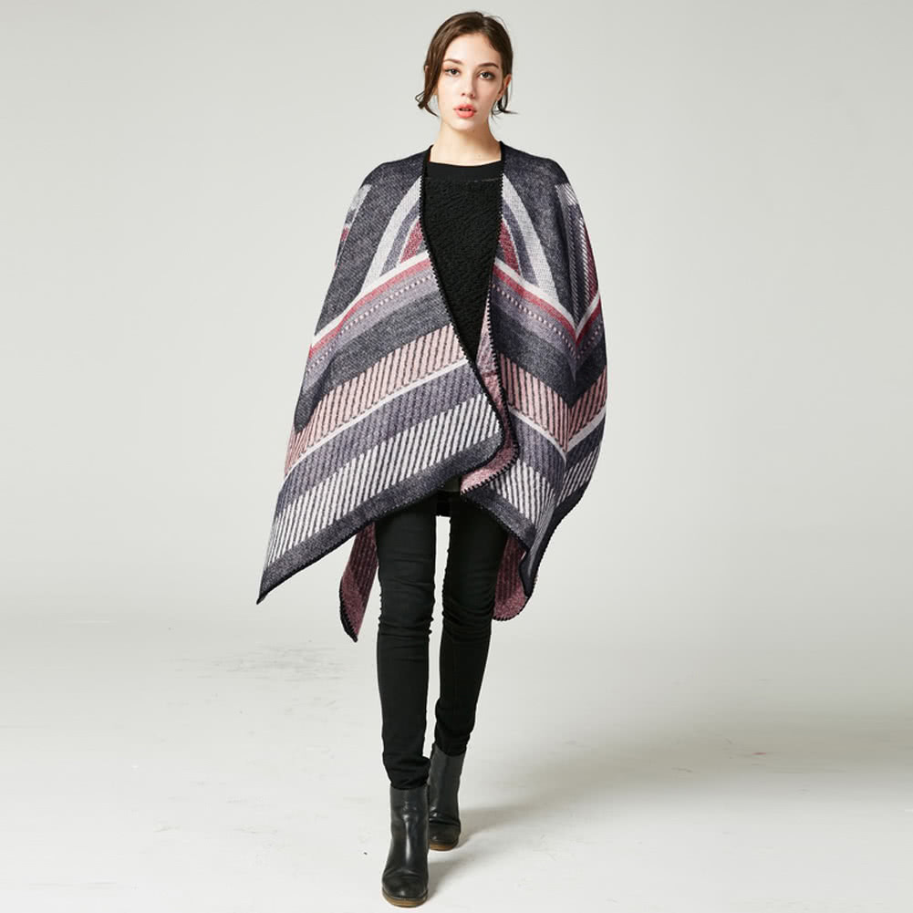 Women Poncho Scarf Cardigan Sweater Geometrical