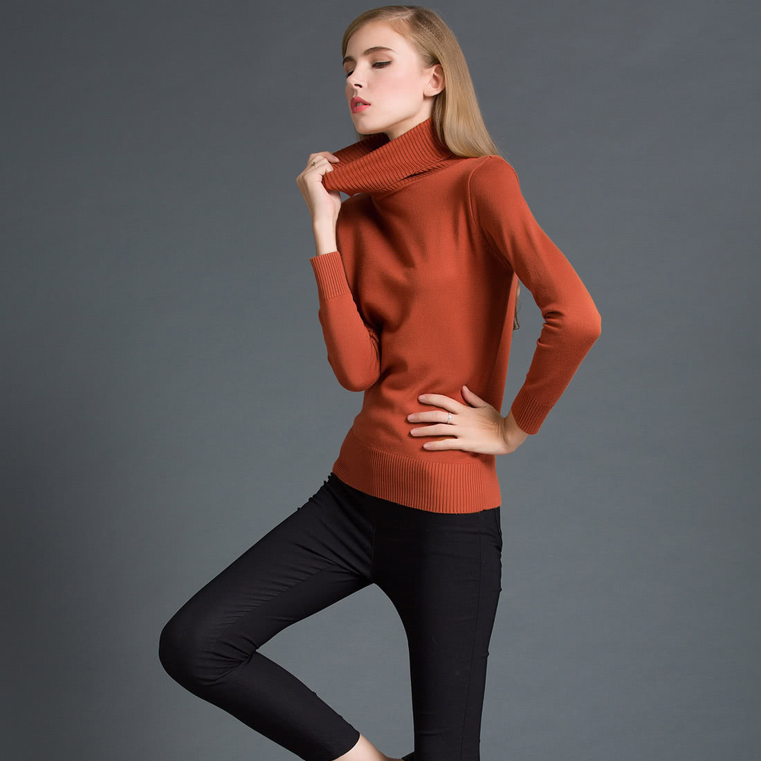 Fashion Winter Women Sweater Knitwear Turtle Neck