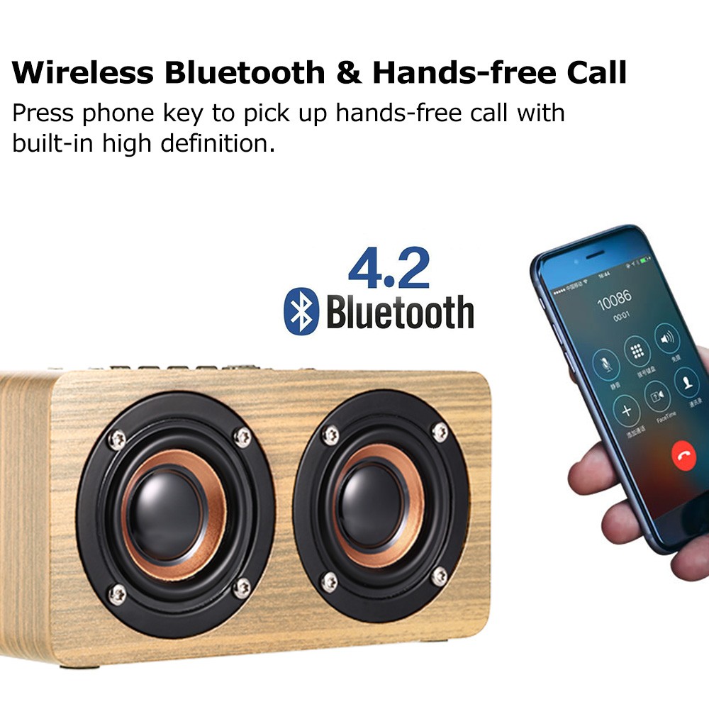 W5 Red Wood Grain Speaker Bluetooth 4.2  Light