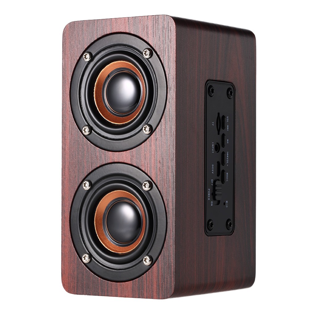 W5 Red Wood Grain Speaker Bluetooth 4.2  Dark