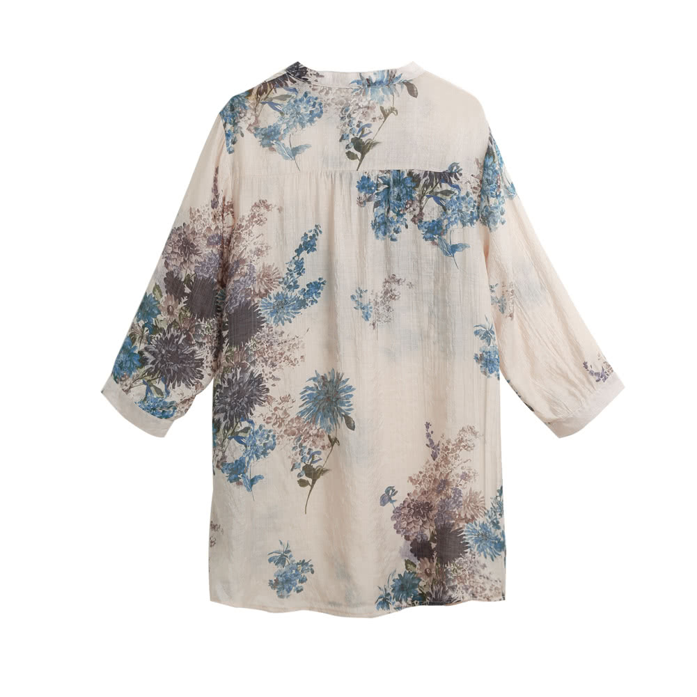 Spring Summer Women Vintage Floral Printed Blouse