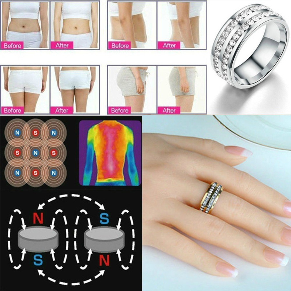 Healthcare Weight Loss Fat Burning Slimming Magnetic Ring Fully-Jewelled Health Care Finger Ring