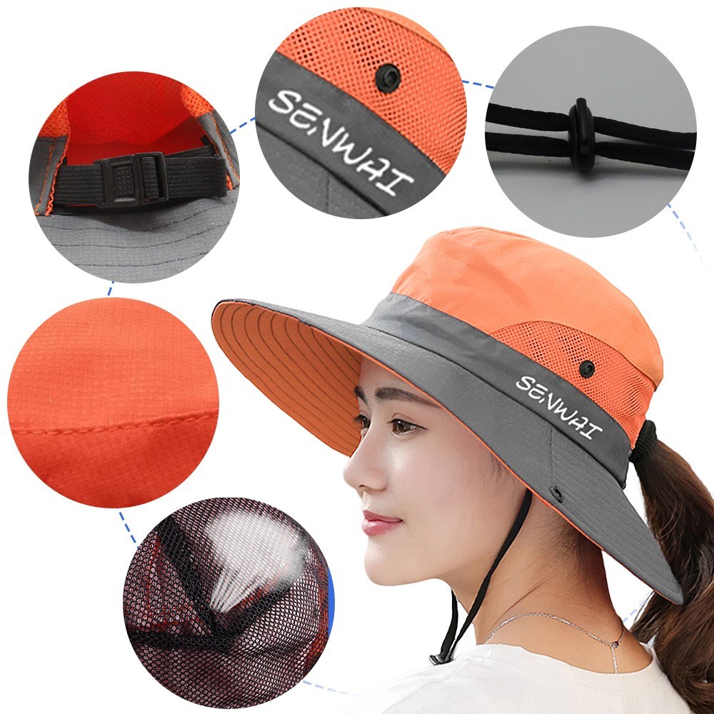 Sun Hat Wide Brim Boonie Hat Women UV protection Summer Cap for Beach Travel Hiking Camping Gardening