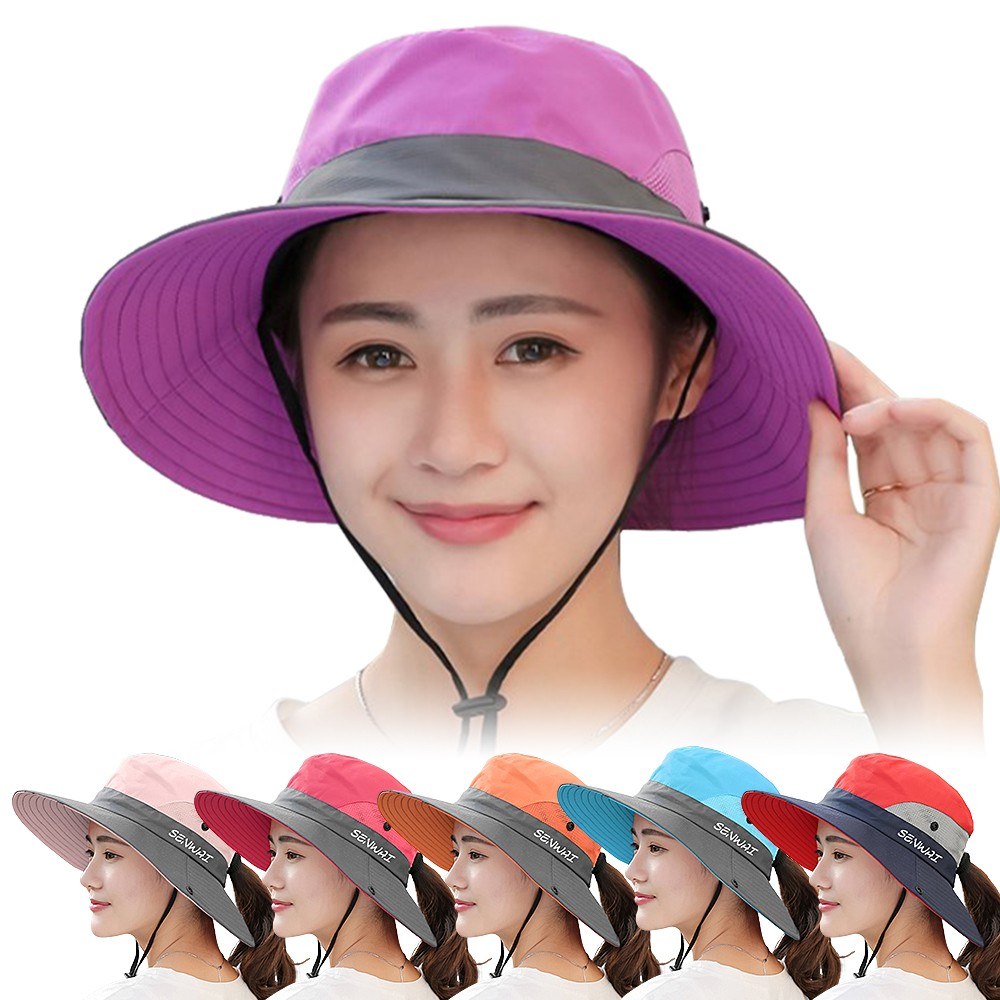 Sun Hat Wide Brim Boonie Hat Women UV protection Summer Cap for Beach Travel Hiking Camping Gardening