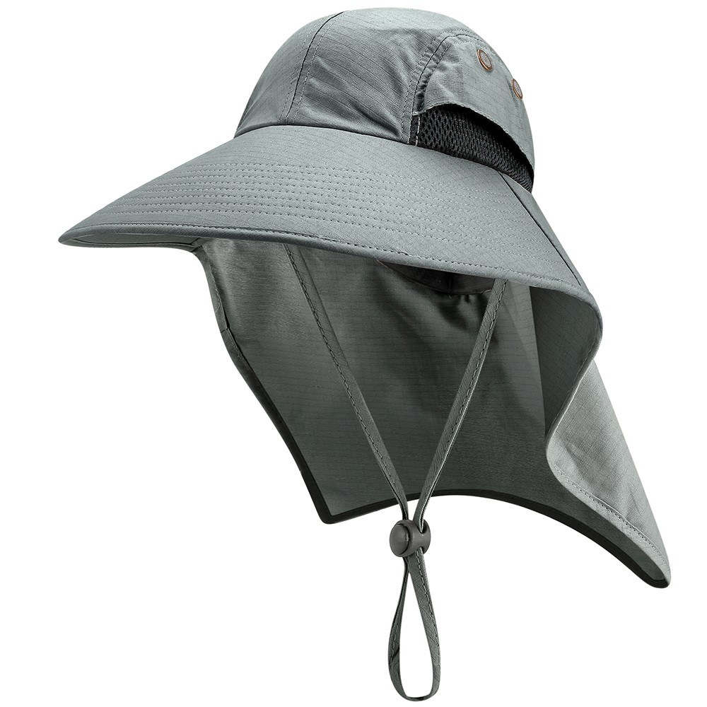 Fishing Cap Wide Brim Unisex Sun Hat with Neck Flap Adjustable Drawstring for Travel Camping Hiking Boating