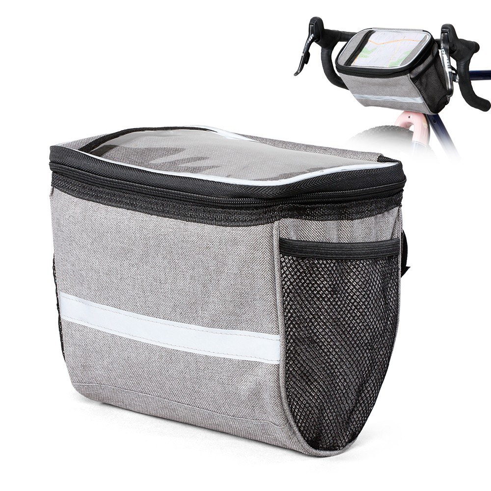 Reflective Bicycle Handlebar Basket Insulated Cooler Bag Outdoor Cycling Mountain Bike Front Tube Bag Pack