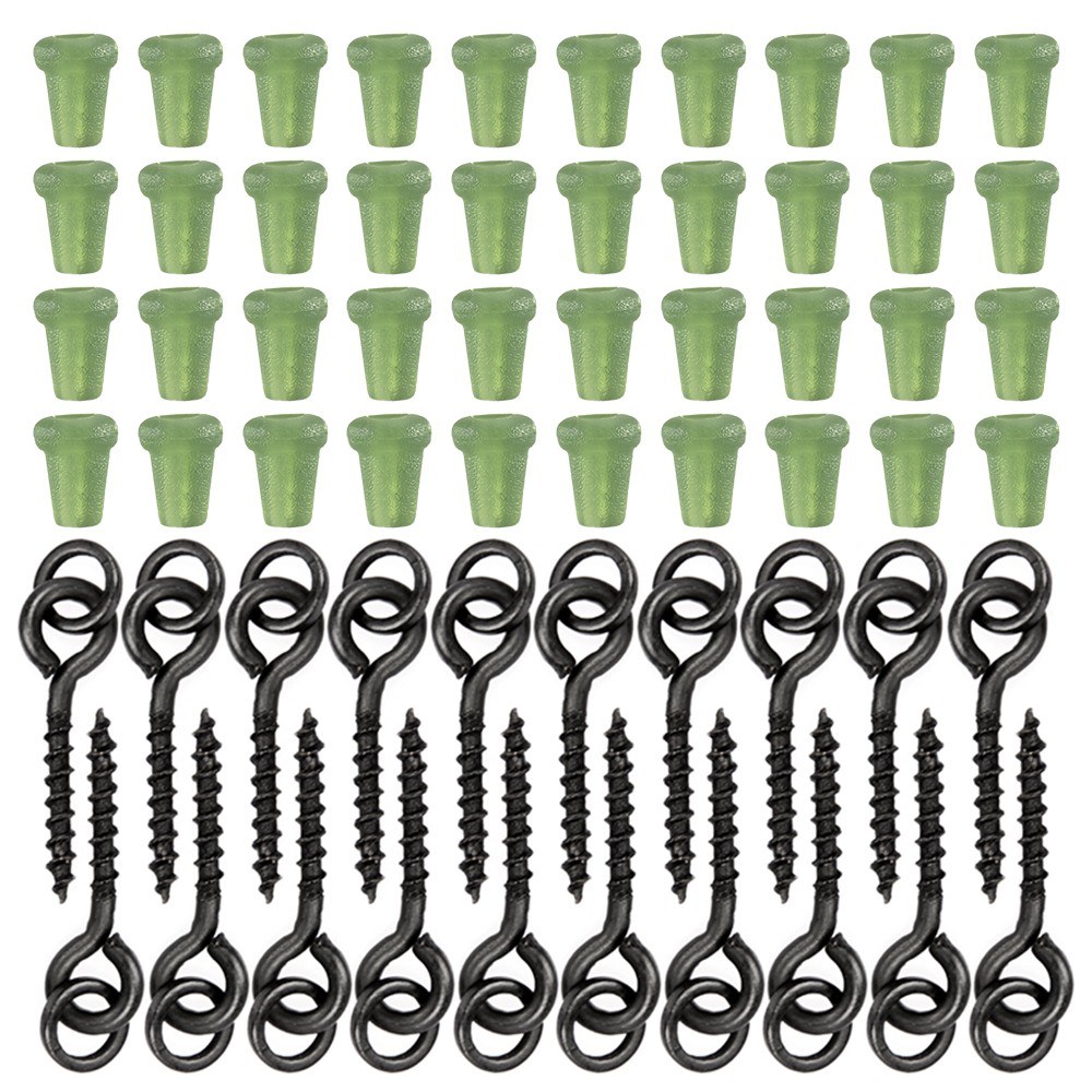 20pcs Threaded Boilie Bait Screws 40pcs Fishing Hook Stop Hook Boilies Stopper Fishing Hook Block Beads Carp Fishing Terminal Tackle