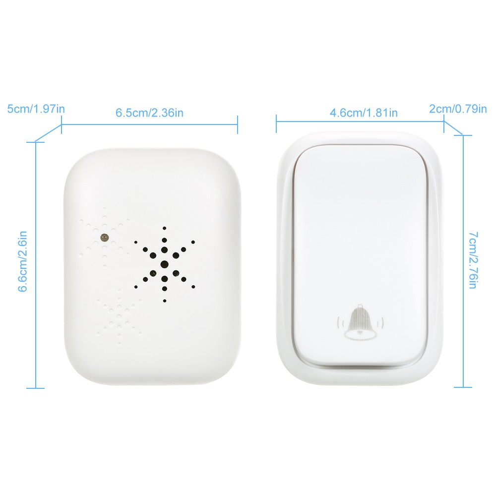 Wireless Door Bell Doorbell Mini Waterproof Doorbell Kits Battery Free Chime Operating at 500 Feet with 38 Melodies 3 Volume Levels & Indicator Light