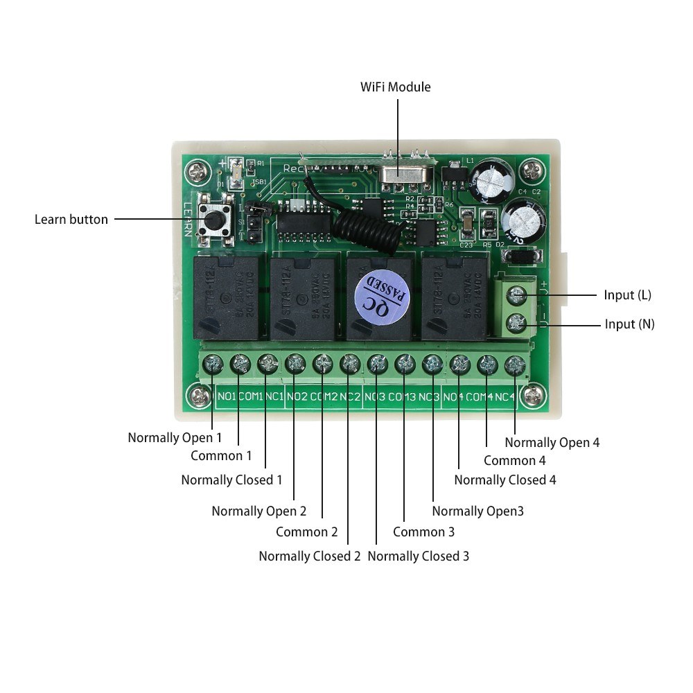 DC 12V 4CH Channel 433Mhz Wireless RF Switch Long Range Wireless Remote Control Switch DC12V RF Relay Receiver Module Transmitter