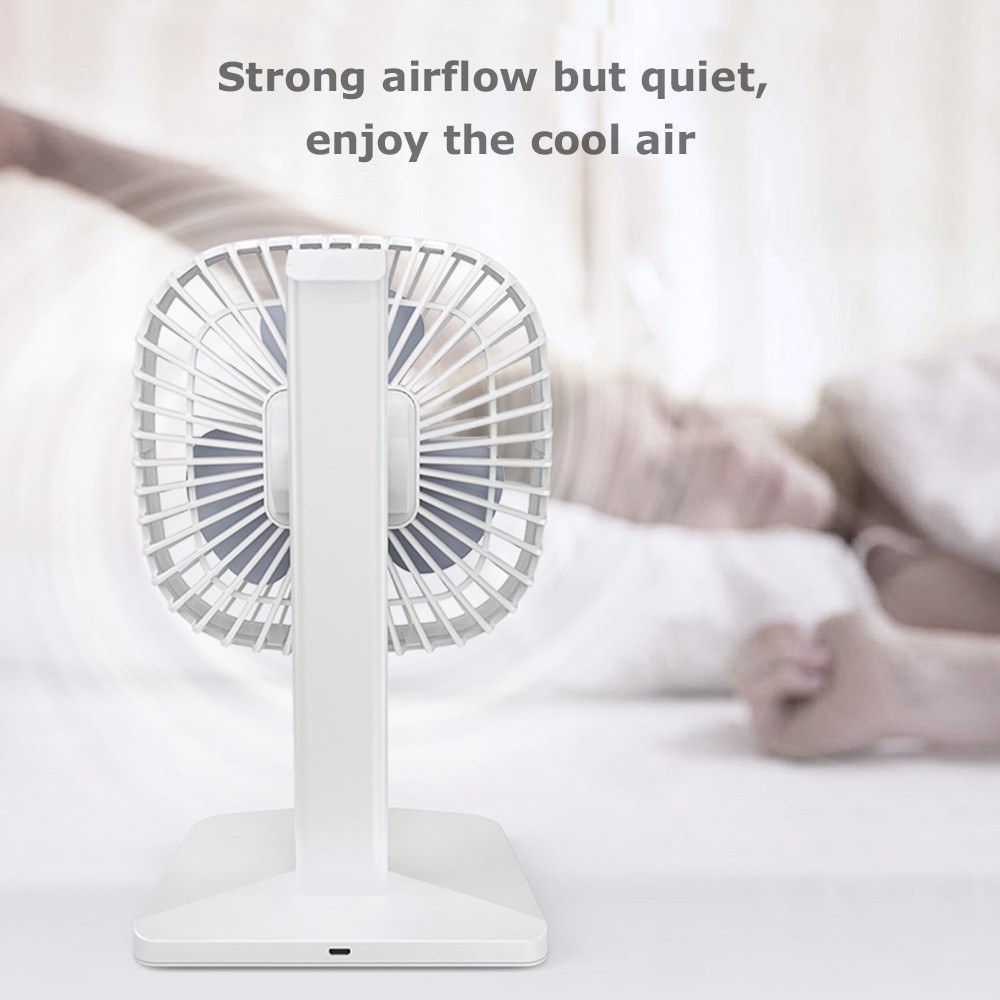 USB Rechargeable Fan 2000mAh 3 Speeds Portable Fan Strong Airflow Silent Desktop Fan with Base