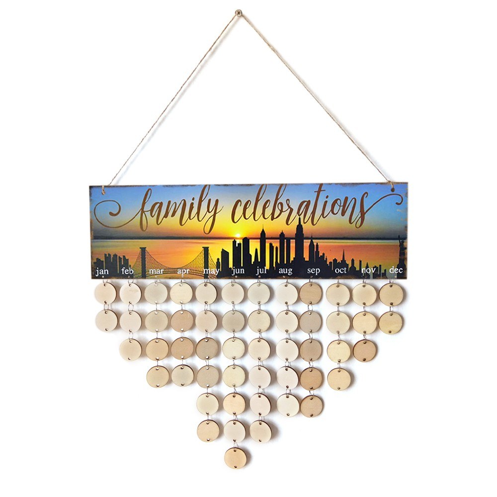 Wooden Calendar Board Sign Family Celebration and Birthday Reminder DIY Wood Craft for Home Decoration