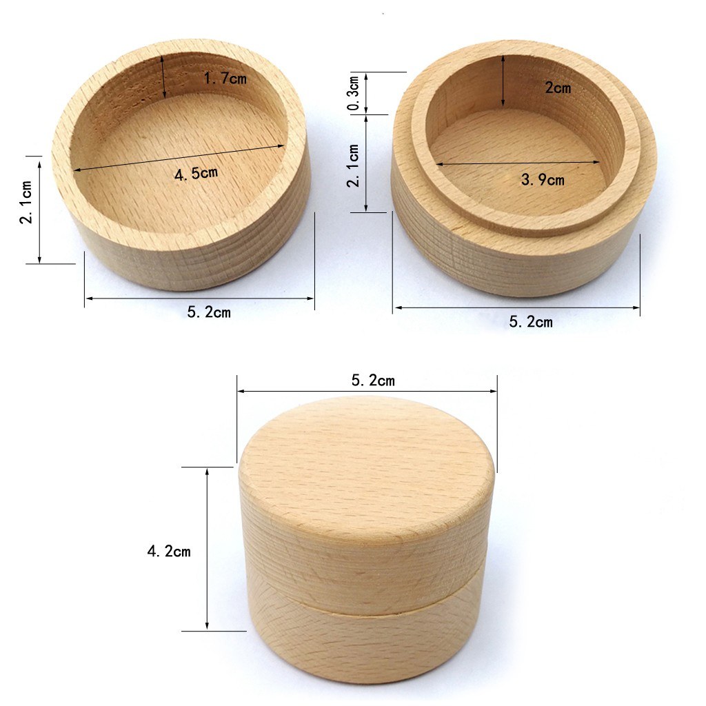 Wooden Round Beech Wedding Ring Box With Letter We DO On The Surface